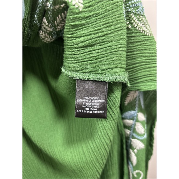 Curations Embroidered Gauze Kaftan Cover-Up Womens Size PXL Petite Green‎ - Picture 6 of 7